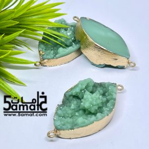 دلايه كبيره ملونه دروزي أكريلك بحواف ذهبيه بحلقتين – بستاج –  قطعه واحده