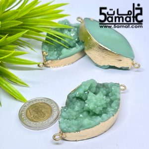 دلايه كبيره ملونه دروزي أكريلك بحواف ذهبيه بحلقتين – بستاج –  قطعه واحده