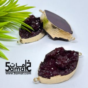دلايه كبيره ملونه دروزي أكريلك بحواف ذهبيه بحلقتين – باذنجاني –  قطعه واحده