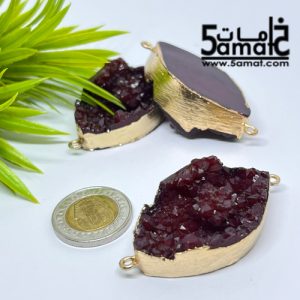 دلايه كبيره ملونه دروزي أكريلك بحواف ذهبيه بحلقتين – باذنجاني –  قطعه واحده