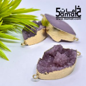 دلايه كبيره ملونه دروزي أكريلك بحواف ذهبيه بحلقتين – لافندر فاتح –  قطعه واحده
