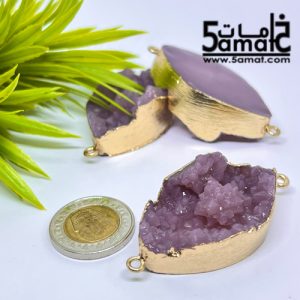 دلايه كبيره ملونه دروزي أكريلك بحواف ذهبيه بحلقتين – لافندر فاتح –  قطعه واحده