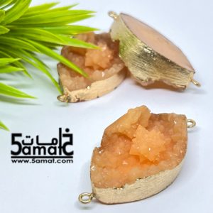 دلايه كبيره ملونه دروزي أكريلك بحواف ذهبيه بحلقتين –  أورانج فاتح –  قطعه واحده