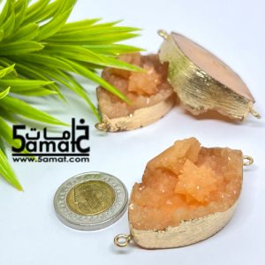 دلايه كبيره ملونه دروزي أكريلك بحواف ذهبيه بحلقتين –  أورانج فاتح –  قطعه واحده