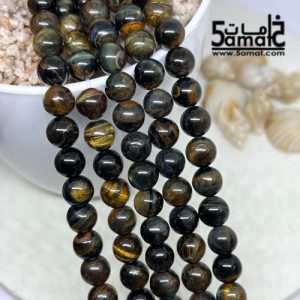 فرع تايجر اي مقاس 8 مم – Tiger Eye – من45 ل 47 حبه- بني غامق