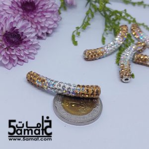 تيوب مرصع بالفصوص – شامبالا – قطر 6 مم طول 43 مم بيج – قطعه واحده