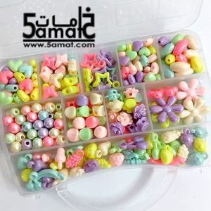 طقم  الشنطه ♥الخرز المتنوع 10 خانه ♥  منظم شكل شنطه10*10سم ارتفاع 2 سم  +خرز متنوع ألوان باستيل صدفيه
