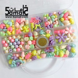 طقم  الشنطه ♥الخرز المتنوع 10 خانه ♥  منظم شكل شنطه10*10سم ارتفاع 2 سم  +خرز متنوع ألوان باستيل صدفيه