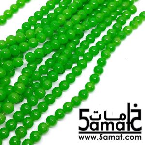 فرع خرز مرمر دبل زجاج مقاس 8 لون أخضر زرعي- أكثر من 100 حبه