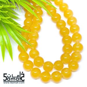 فرع دبل خرز مرمر زجاج مقاس 10 – أصفر- الفرع أكثر من 80 حبه
