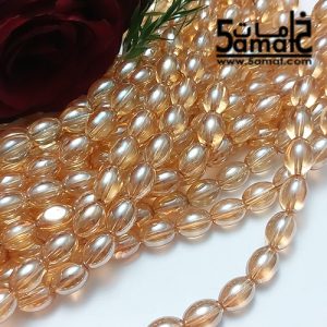 فرع دبل خرز مرمر دبل  بيضاوي عنبه زجاج عسلي مصدف –  مقاس 8- في حدود 65 حبه