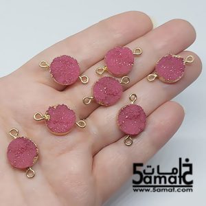 دلايه صغيره ملونه دروزي أكريلك بحواف ذهبيه بحلقتين قطر 13 مم- سيمون –  قطعه واحده