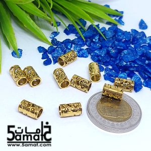 10 فاصل ذهبي مزخرف قطر 5.5مم طول 9.5 مم