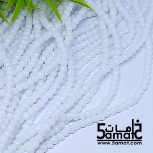 خرز مرمر دبل زجاج مقاس 4 -أبيض حليبي