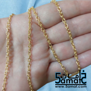 متر سلسله معدن عادي ذهبي لامع مقاس صغير 0.8
