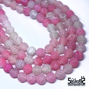 فرع عقيق كراكد فروستد مقاس 10 – cracked frosted agate- من 36-38 حبه – بينك