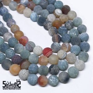 فرع عقيق كراكد فروستد مقاس 10 – cracked frosted agate- من 36-38 حبه – ميكس