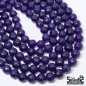 فرع عقيق  فاسيت faceted مقاس 10-  من 36 ل 38 حبه-  موف غامق جدا  – كود W