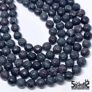فرع عقيق  فاسيت faceted مقاس 10-  من 36 ل 38 حبه-  رصاصي في أسود – كود W