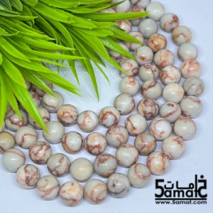 فرع عقيق ناعم أملس  مقاس 10- من 36-38 حبه-  ملمس رخامي