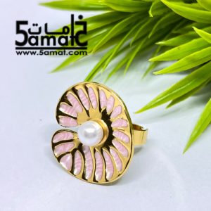 خاتم  ستانلس ذهبي – فري سايز – قابل للتوسيع –  مقاوم للصدأ – بينك