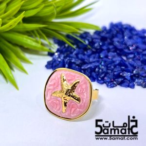 خاتم ستانلس ذهبي – فري سايز – قابل للتوسيع – مقاوم للصدأ – بينك