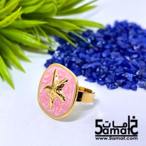 خاتم ستانلس ذهبي – فري سايز – قابل للتوسيع – مقاوم للصدأ – بينك