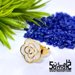خاتم ستانلس ذهبي – فري سايز – قابل للتوسيع – مقاوم للصدأ – أبيض