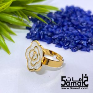 خاتم ستانلس ذهبي – فري سايز – قابل للتوسيع – مقاوم للصدأ – أبيض