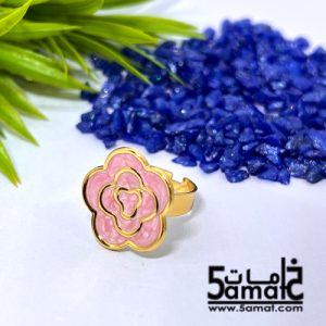 خاتم  ستانلس ذهبي – فري سايز – قابل للتوسيع –  مقاوم للصدأ – بينك
