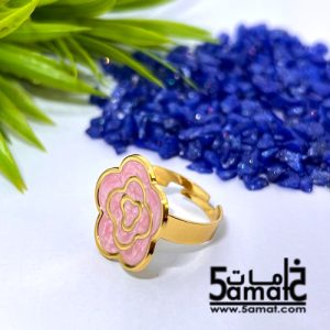 خاتم  ستانلس ذهبي – فري سايز – قابل للتوسيع –  مقاوم للصدأ – بينك