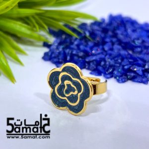 خاتم ستانلس ذهبي – فري سايز – قابل للتوسيع – مقاوم للصدأ – أزرق