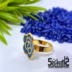 خاتم ستانلس ذهبي – فري سايز – قابل للتوسيع – مقاوم للصدأ – أزرق