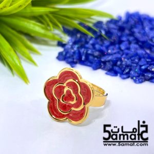 خاتم ستانلس ذهبي – فري سايز – قابل للتوسيع – مقاوم للصدأ – أحمر