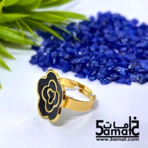 خاتم  ستانلس ذهبي – فري سايز – قابل للتوسيع –  مقاوم للصدأ – أسود