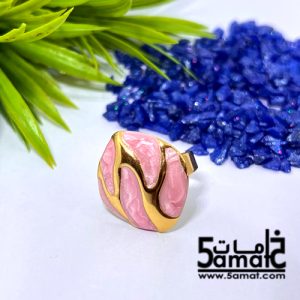 خاتم ستانلس ذهبي – فري سايز – قابل للتوسيع – مقاوم للصدأ – بينك