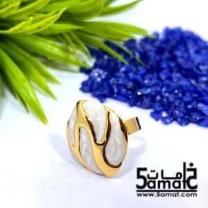 خاتم ستانلس ذهبي – فري سايز – قابل للتوسيع – مقاوم للصدأ – أبيض