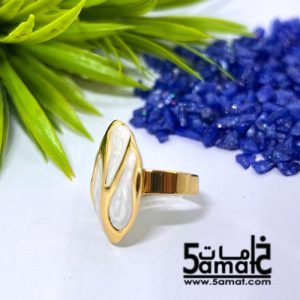 خاتم ستانلس ذهبي – فري سايز – قابل للتوسيع – مقاوم للصدأ – أبيض