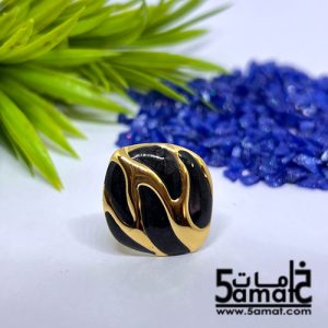خاتم ستانلس ذهبي – فري سايز – قابل للتوسيع – مقاوم للصدأ – أسود