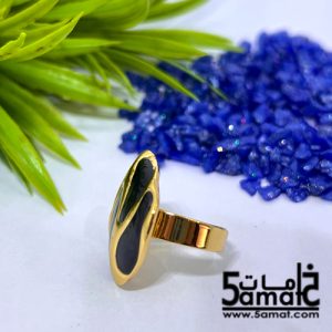 خاتم ستانلس ذهبي – فري سايز – قابل للتوسيع – مقاوم للصدأ – أسود