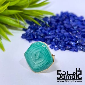 خاتم ستانلس ذهبي – فري سايز – قابل للتوسيع – مقاوم للصدأ – تركواز