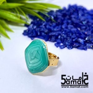 خاتم ستانلس ذهبي – فري سايز – قابل للتوسيع – مقاوم للصدأ – تركواز