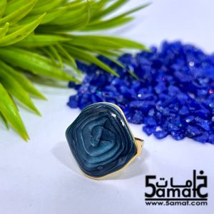 خاتم ستانلس ذهبي – فري سايز – قابل للتوسيع – مقاوم للصدأ – أزرق