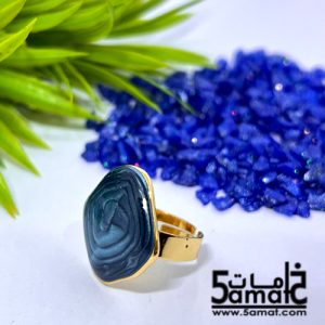 خاتم ستانلس ذهبي – فري سايز – قابل للتوسيع – مقاوم للصدأ – أزرق