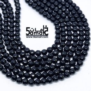 فرع عقيق فاسيت faceted مقاس 6- في حدود 60 حبه – أسود- كود W
