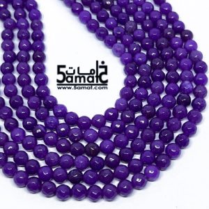 فرع عقيق فاسيت faceted مقاس 6- في حدود 60 حبه بنفسجي- كود W
