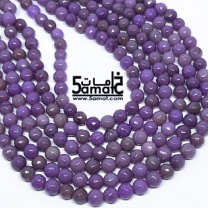 فرع عقيق فاسيت faceted مقاس 6- في حدود 60 حبه موف كشمير- كود W