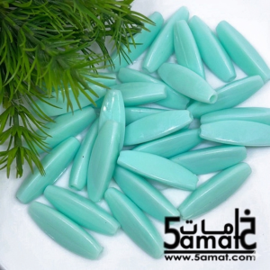 خرز بلاستيك طويل طول 27مم × 8مم – فيروزي فاتح (Light Turquoise)- 25 جرام