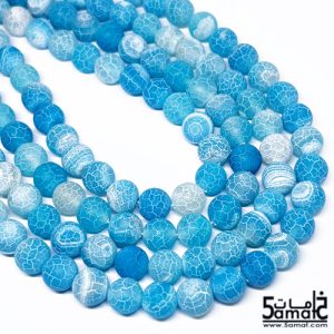 فرع عقيق كراكد فروستد مقاس 10 – cracked frosted agate- من 36-38 حبه- لبني