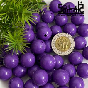 خرز بلاستيك مدور كبير مقاس 16مم -لون موف – 75 جرام – في حدود 36 حبه – يكفي لعمل عقد بطول 55 سم